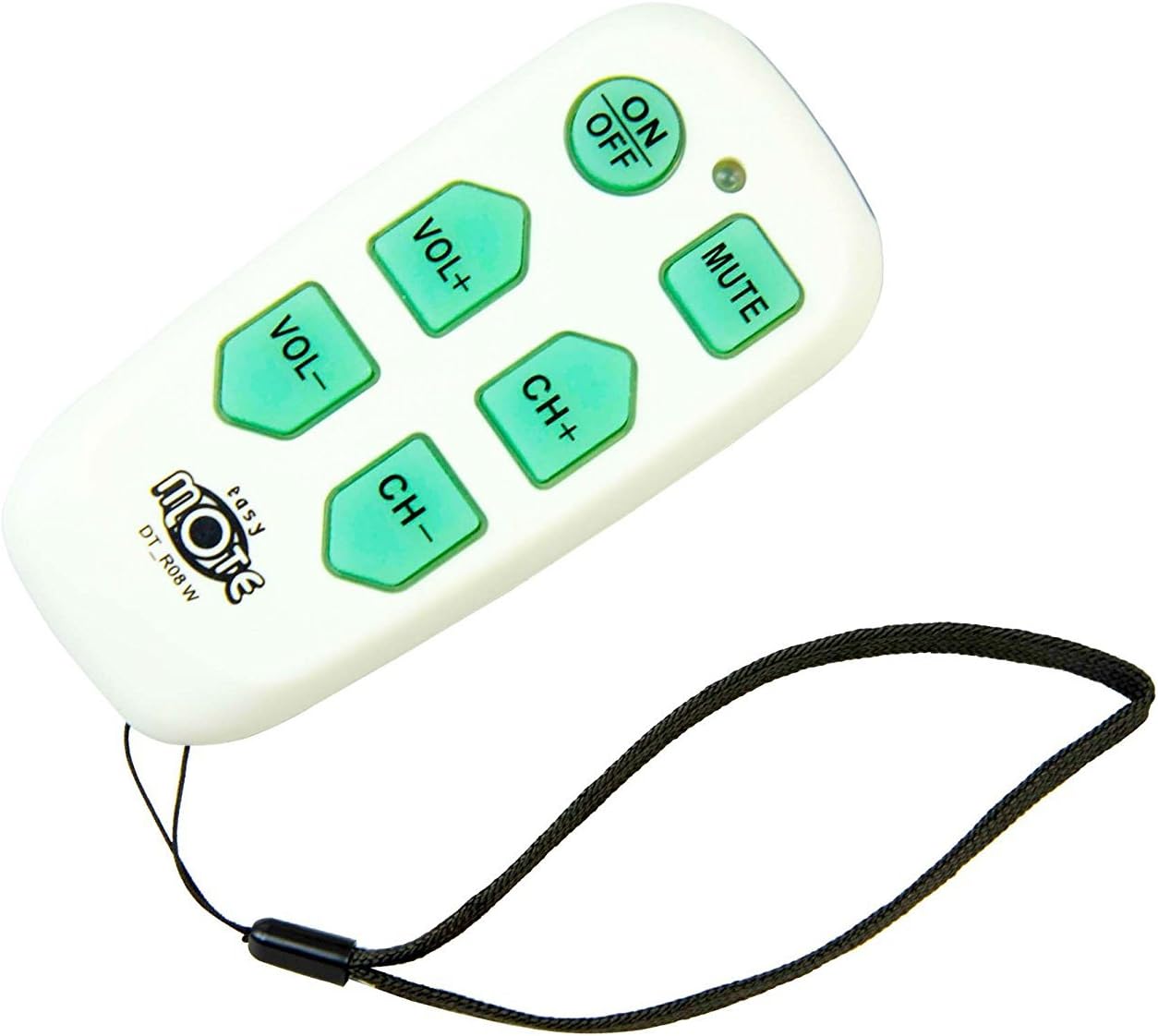 Universal Big Button TV Remote - EasyMote | DT-R08W. Backlit, Easy Use, Smart, Learning Television & Cable Box Controller, Perfect for Assisted Living Elderly Care. White TV Remote Control