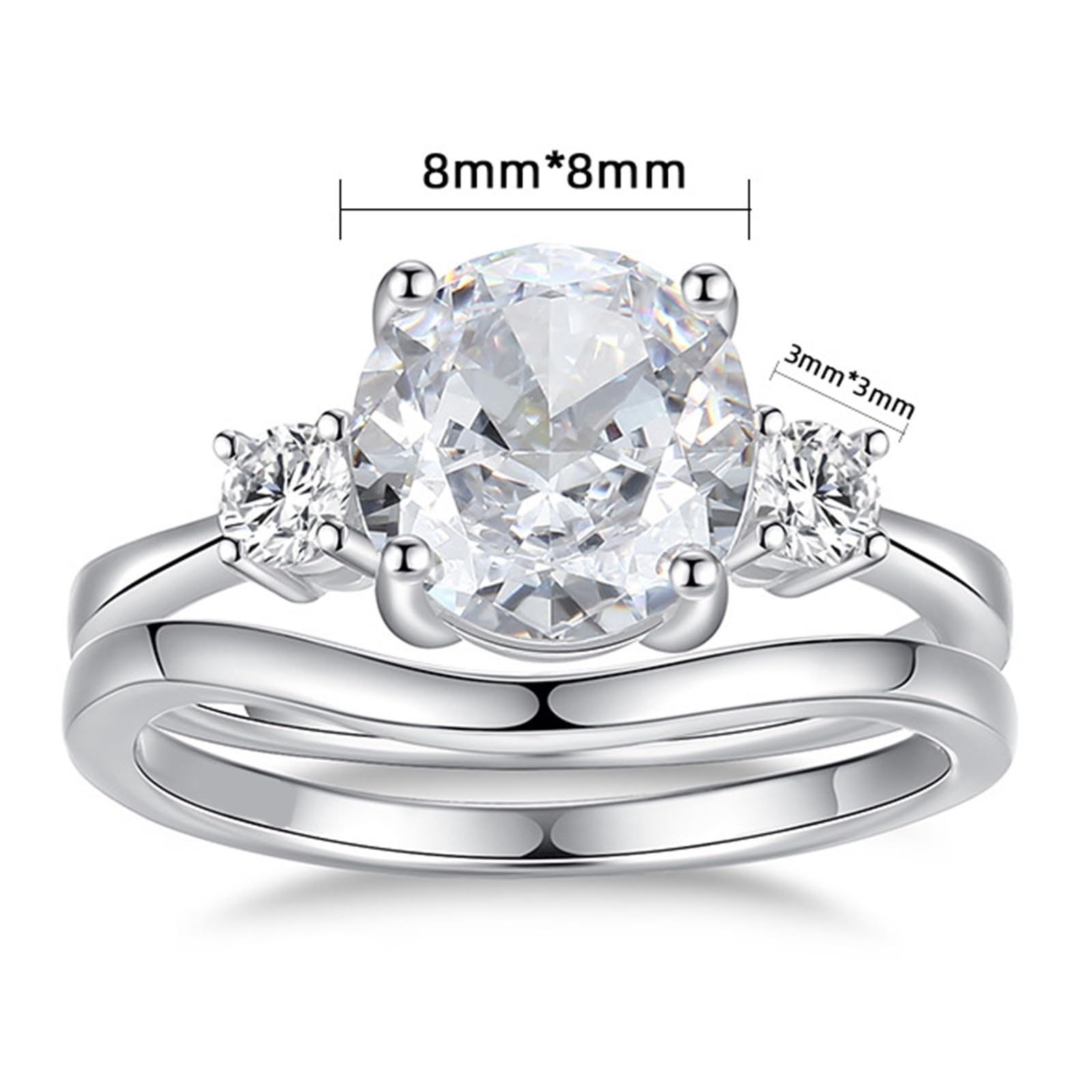 Set di fedi nuziali in oro bianco 18 carati, personalizzabili, eleganti e ondulati in moissanite da 2 carati, anello impilabile da donna