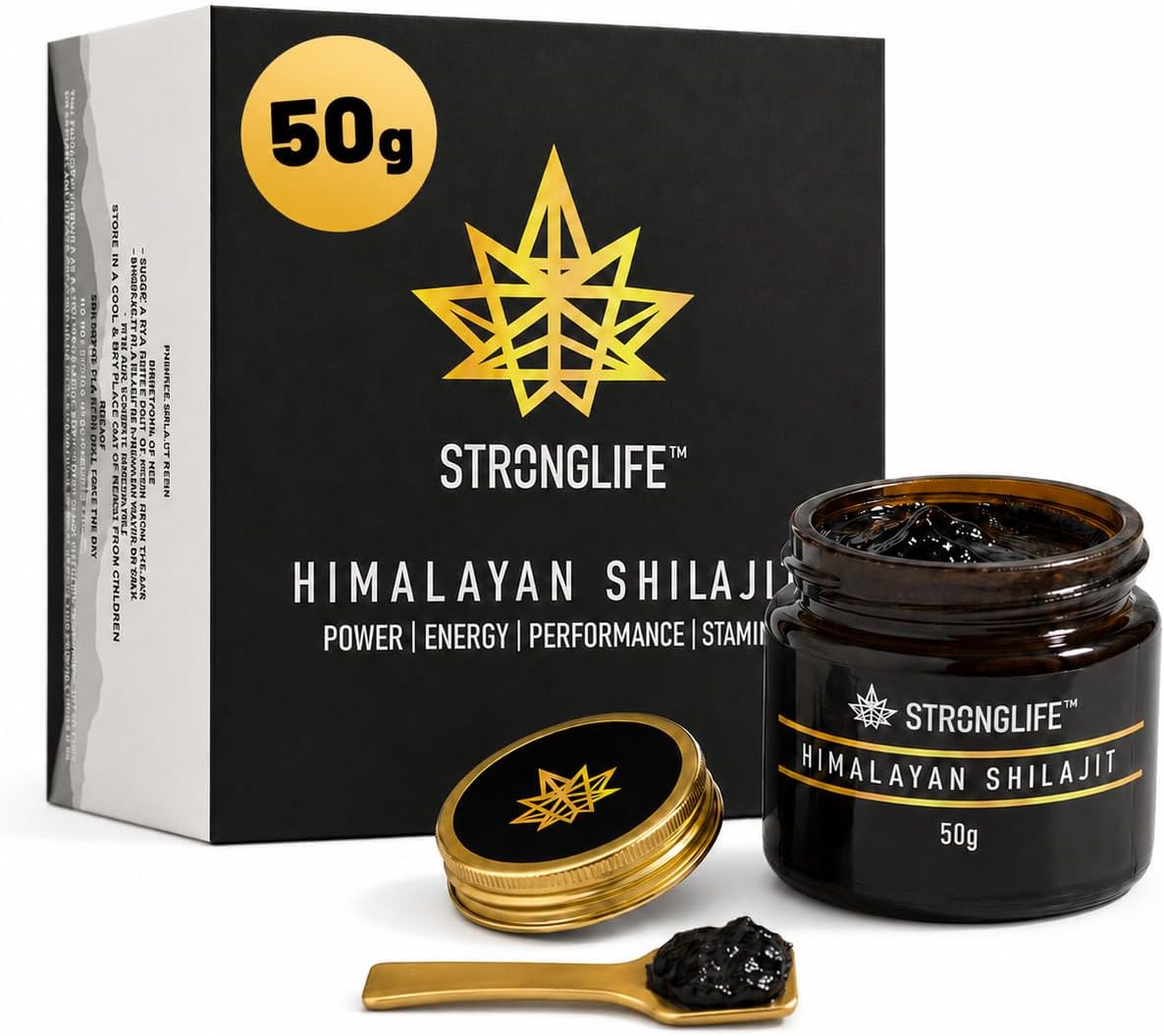 Shilajit Resin Large 50g Jar Pure Himalayan Shilajit Gold with High Fulvic Acid | Authentic Natural Mineral Resin for Energy, Vitality & Performance | Premium Shilajit Supplement UK