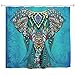 Produktbild goodbath Duschvorhang, Elefant, indisches Mandala, Boho, Hippie, wasserdicht, schimmelresistenter Stoff, Standardgröße 182,9 x 182,9 cm, Blau