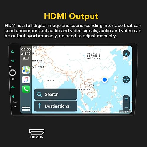 Miniatura 5 de JOYING Head Unit - Radio Android de 10.1 pulgadas estéreo para automóvil con Carplay y Android Auto, pantalla táctil ultrafina de un solo DIN con