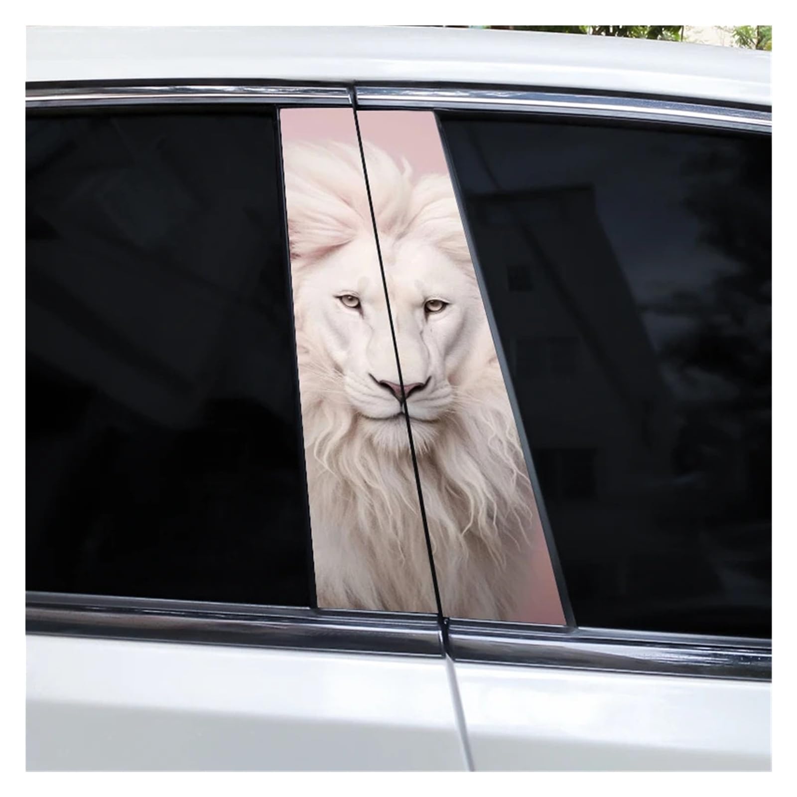 Car Side Decals 2pcs Lion Tiger Flame Animal Car Center Pillar Stickers Sunscreen and Waterproof B-Pillar Decal(Style E)