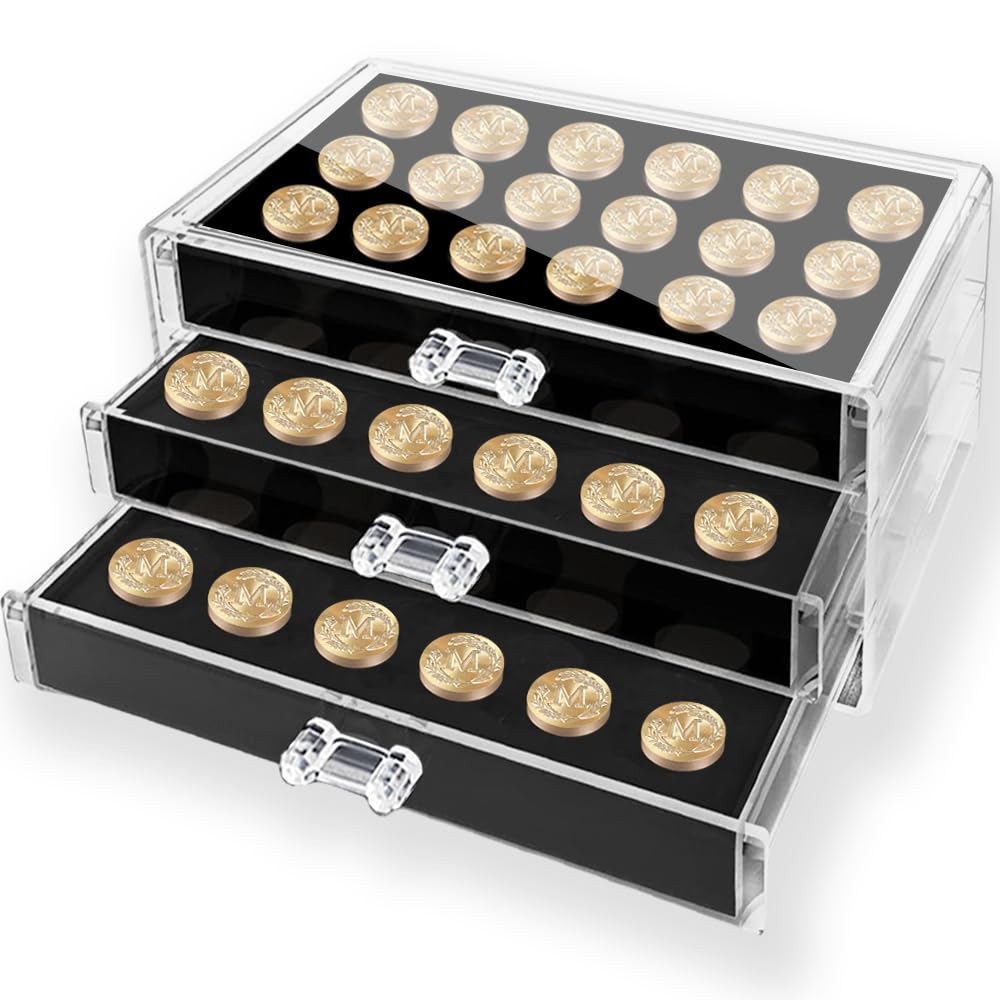 54 Slot Wax Seal Stamp Storage Organizer with 3 Drawers Acrylic Clear & Portable Design for Neatly Organizing Sealing Accessories and Wax Seal Stamp Heads