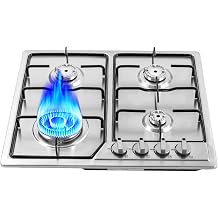 23x20 Inch Built in Gas Cooktop with 4 Burner, Stainless Steel Stove Gas Stove with NG/LPG Dual Fuel Propane Cooktop with Thermocouple Protection for Apartment Kitchen Indoor 4 Burners