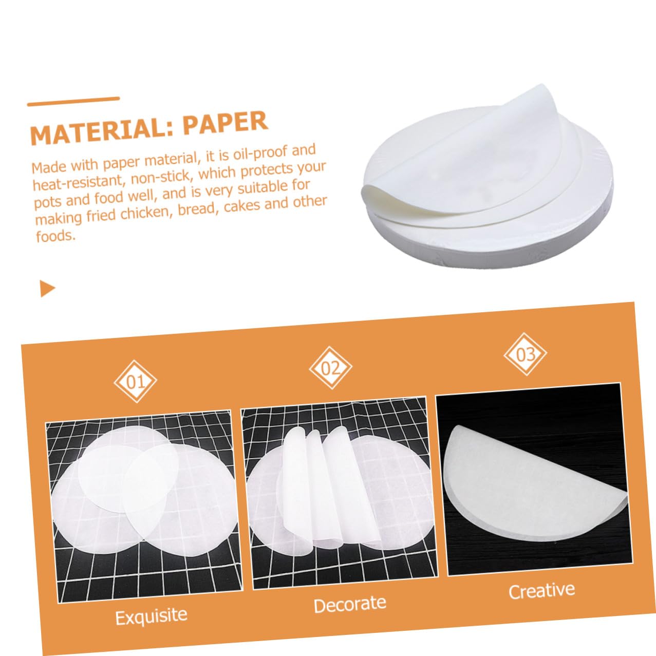 Feuilles Rondes de Papier Sulfurisé Antihuile 500 Pièces pour Cuisson
