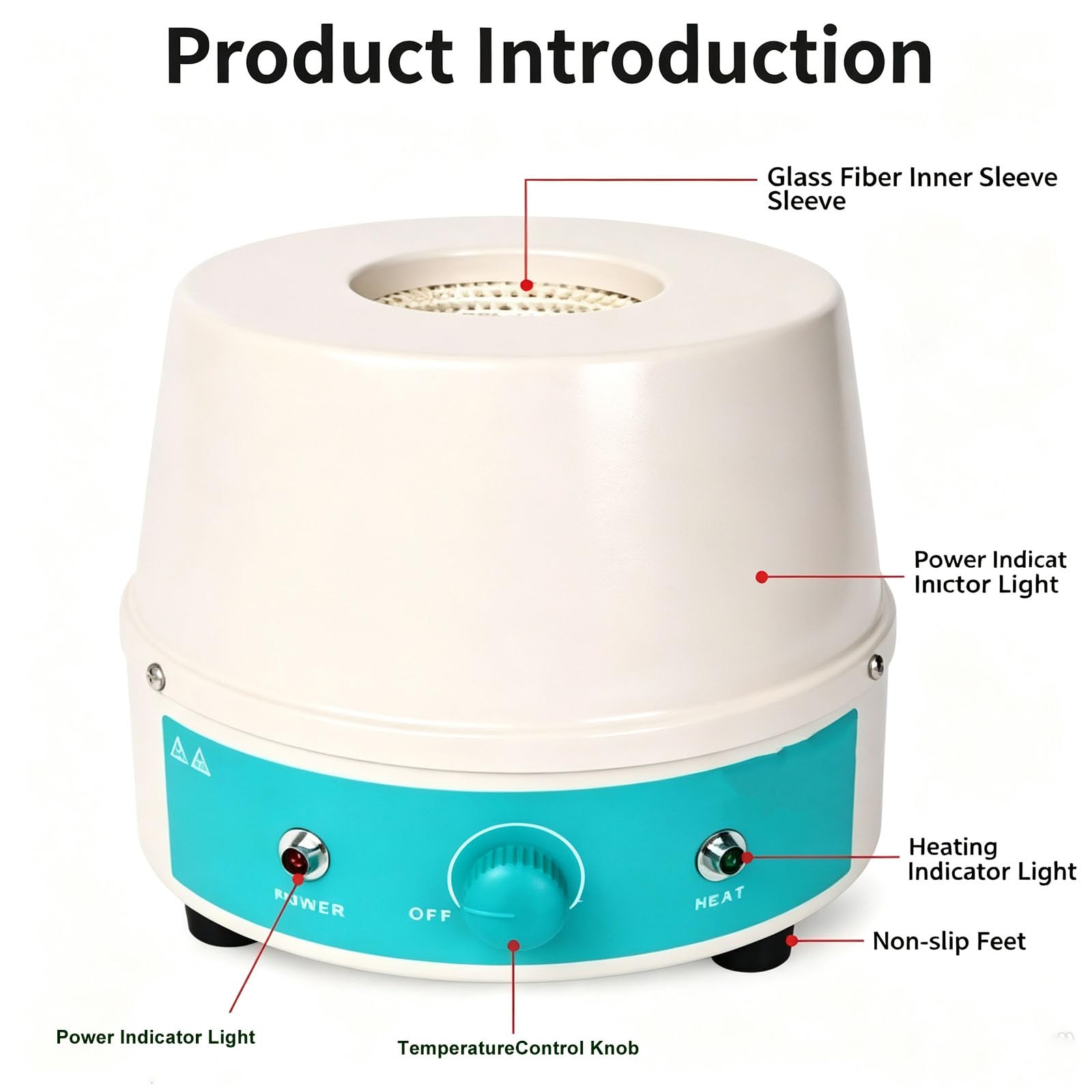 Mantello Riscaldante Da Laboratorio Da 1000 Ml, Mantello Riscaldante Elettrico Con Agitatore, Controllo Della Temperatura Tramite Manopola, Regolazione Continua, Funzionamento Semplice, Per Il