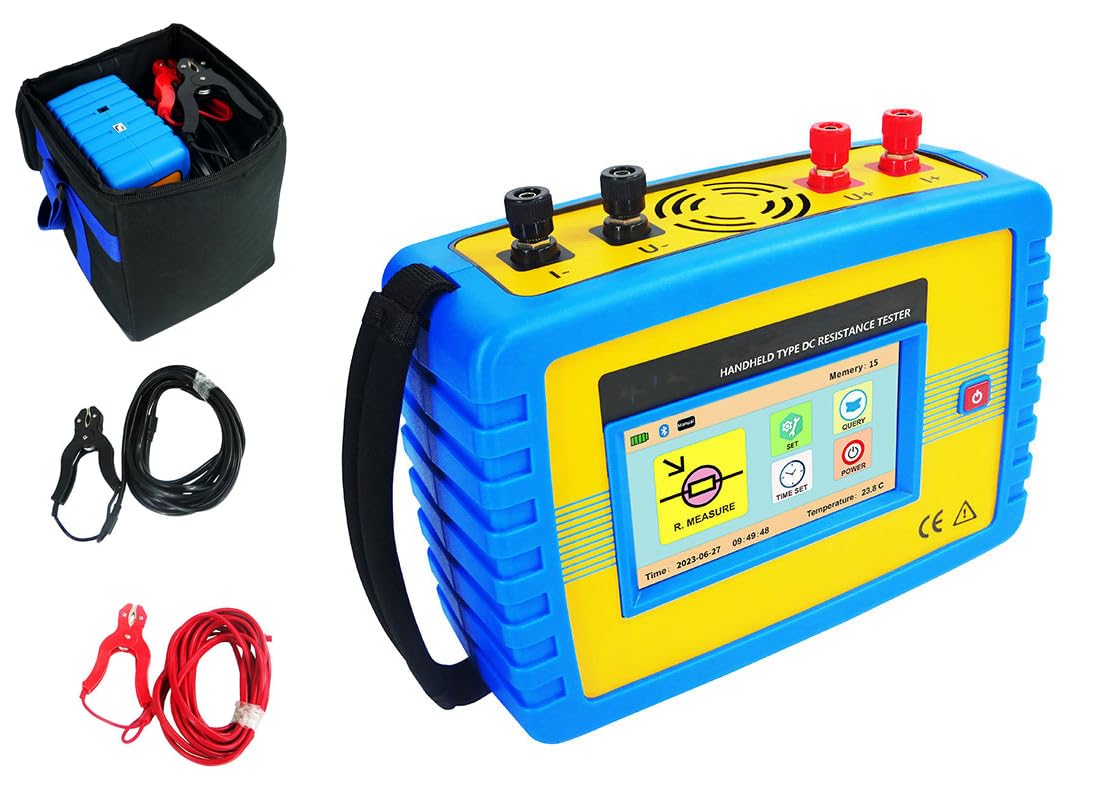 Transformer DC Resistance Tester Handheld Transformer Winding Resistance Meter with Touch Screen USB Bluetooth Communication Resistance 50.00kΩ Current 10A Alarm Function Memory Function