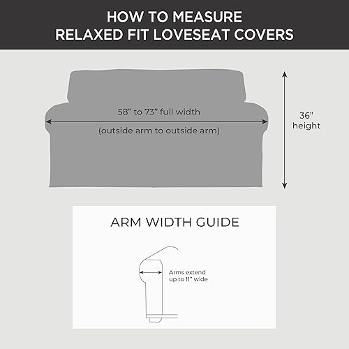 Miniatura 3 de SureFit Duck - Funda de algodón pesado para sofá biplaza en T, funda de una pieza, ajuste tejido relajado, 100% algodón, lavable a máquina, natural,