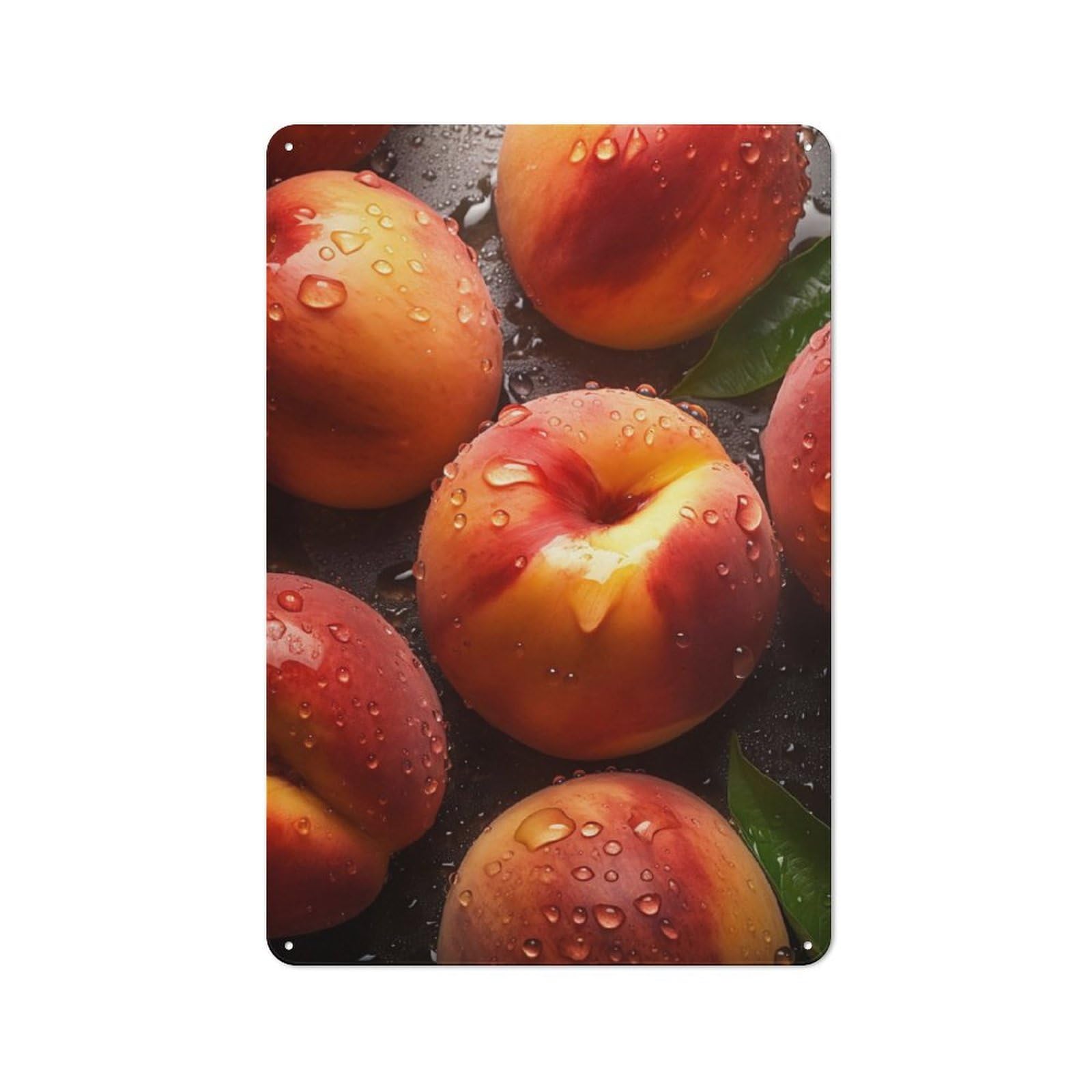 Junmoney Fresh Peaches For Garden Room Or Summerhouse, Rustic Tin Sign 30X20cm, Tin Sign Wall Decor For Garden Rooms And Summerhouses