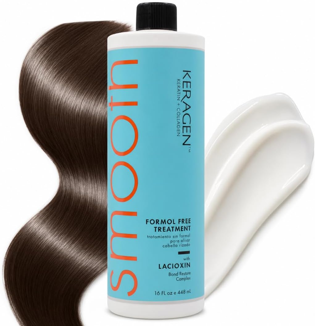 Keragen Brazilian Keratin Smoothing Treatment | Formaldehyde-Free Blowout for Frizzy, Dry, or Damaged Hair | Smooth, Silky Results | Fine to Medium Hair | 16 Oz