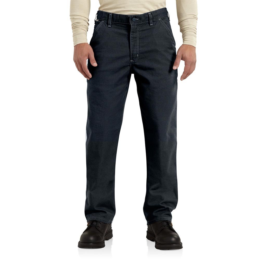 Carhartt Men's Flame Resistant Washed Duck Work Dungaree,Dark Navy,36 x 34