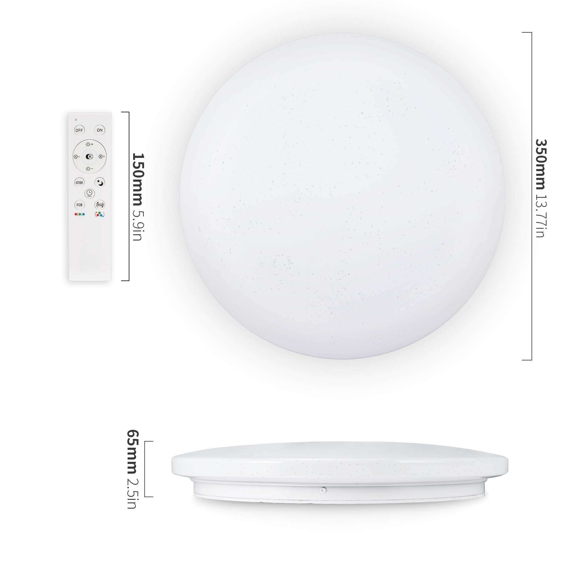 Anten Plafon LED de Techo 36W Regulable con Control Remoto | 3000-6500K Blanca y Color Cielo Estrellado | Lampara Modernas para Salon Dormitorio Habitación Juvenil Infantil (LUNA RGB)