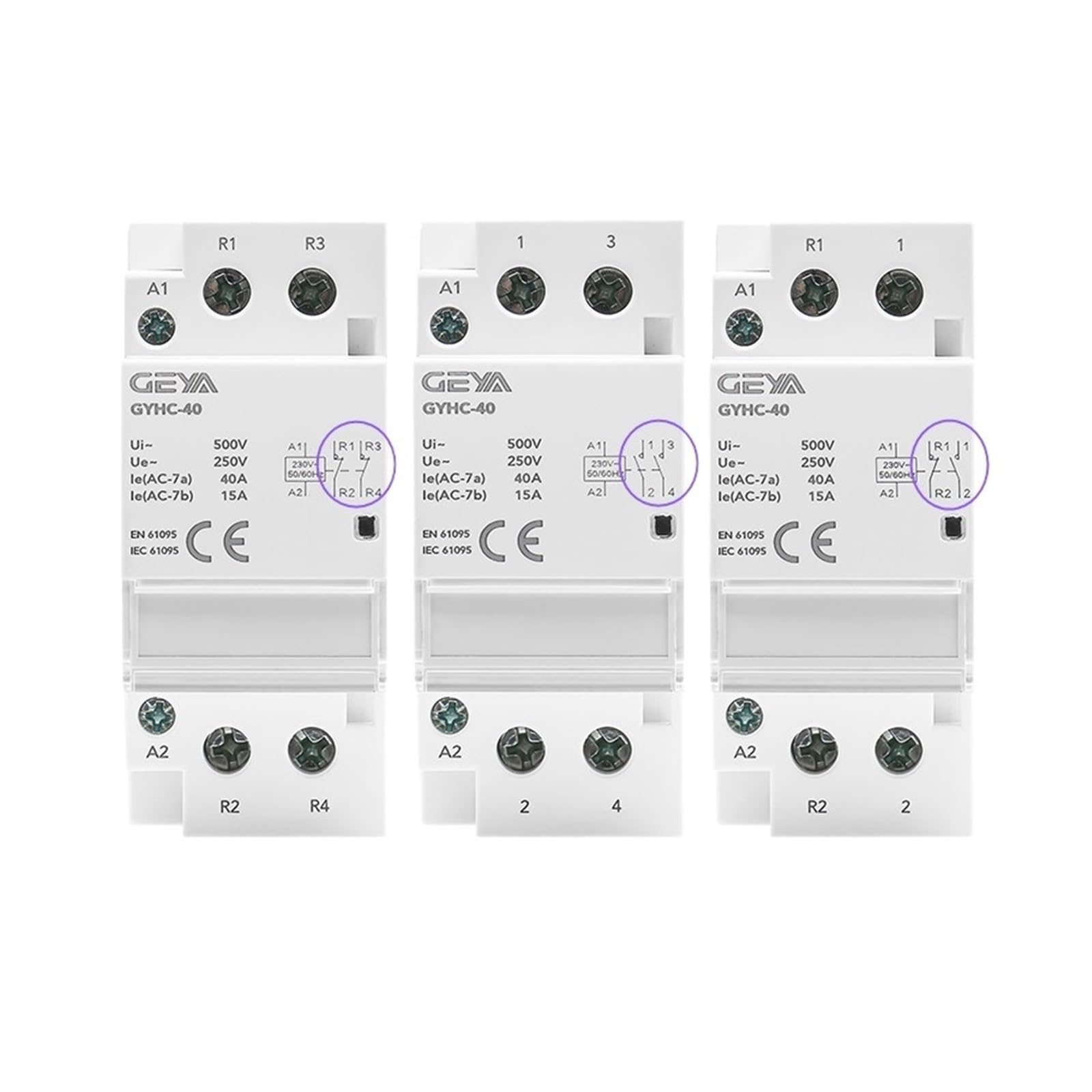 Contactor modular 2P 40A 63A 2NO o 2NC 1NO1NC Montaje en carril DIN AC220V 230V Automático(2P 63A 2NO 220V)