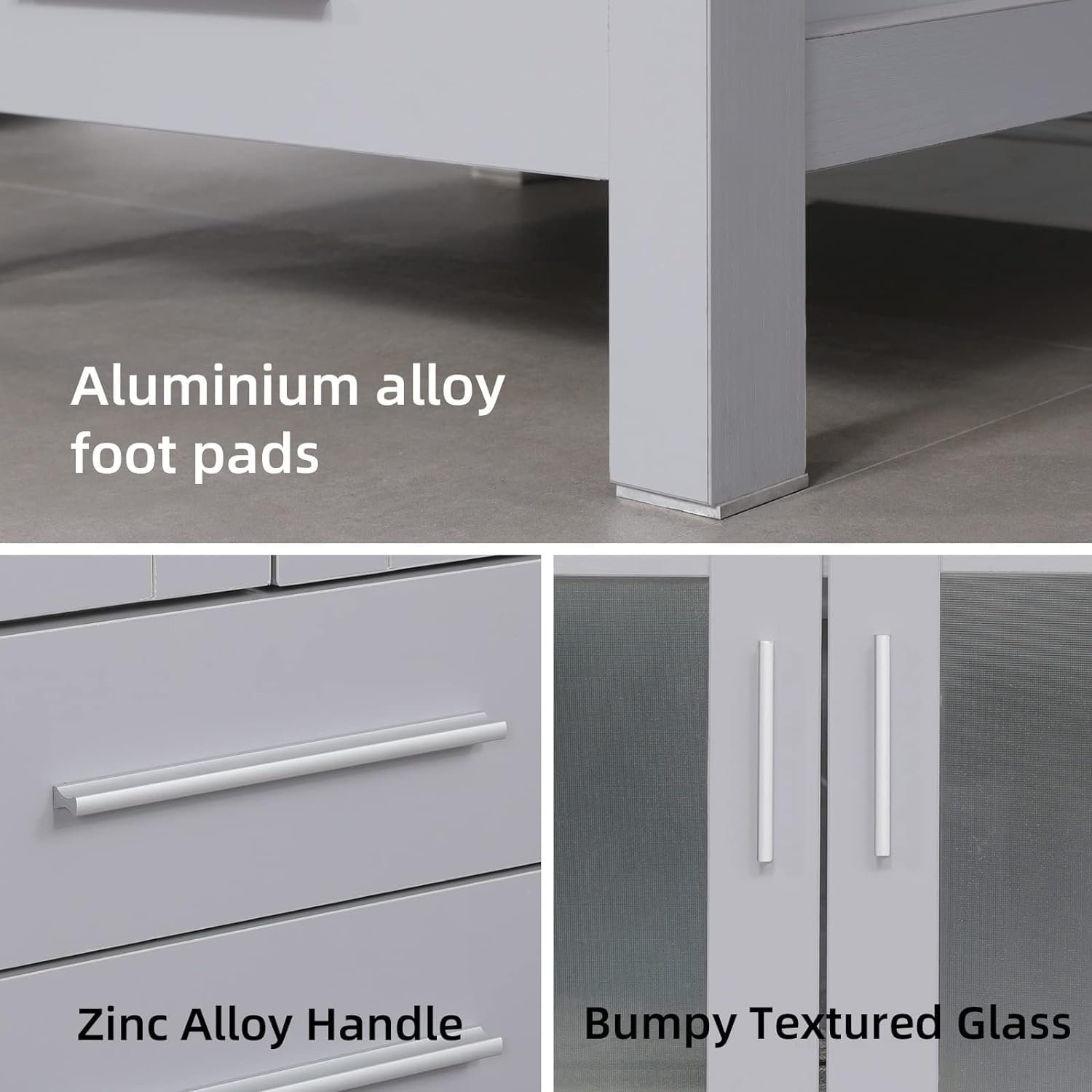 UEV 24" Grey Bathroom Vanity with Vessel Sink,Modern Bathroom Vanity Cabinet, Faucet Sink Bowl,Pop Up Drain Included,Modern Champagne Boat Tempered Glass Vessel Sink,Mirror Not Included(029CH)