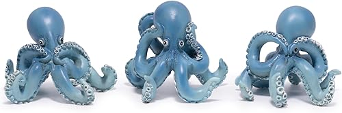 Hodao Figuras de pulpo, See No Evil Hear No Evil Speak No Evil Estatuas de pulpo, bonita decoración de pulpo de resina para estante de escritorio de