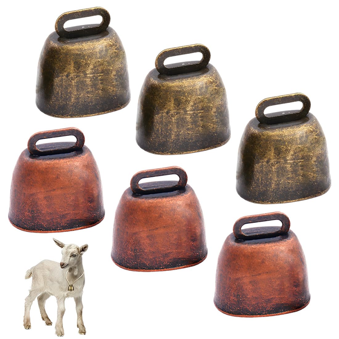 6 Pezzi Campanaccio Mucca Antique Metal Bells For Cow Horse Sheep Copper Cattle Brass Bells Metal Pet Bells (Bronze)