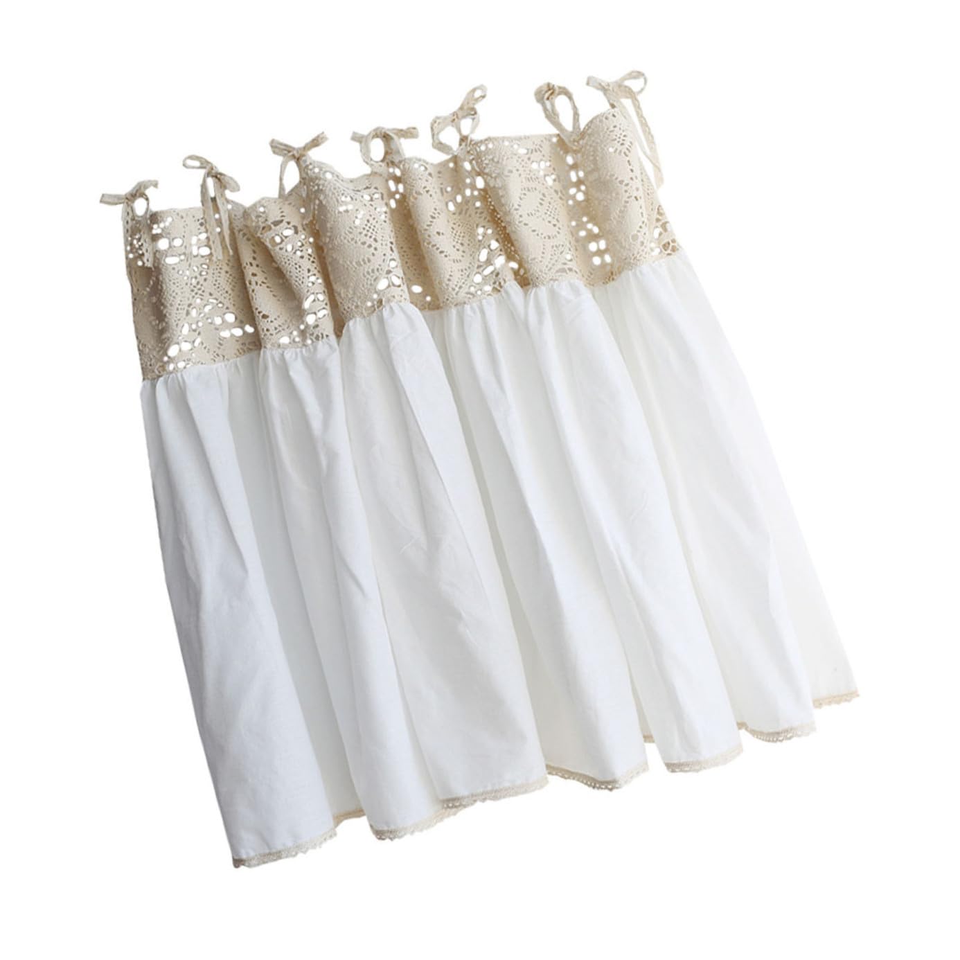 Rideau court en coton pour salle à manger et chambre voilage blanc crocheté esprit bohème