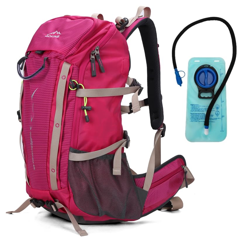 Aoking, backpack for hiking/climbing, 40L, YJN79807+water bladder 2 liters, standard elements: removable airflow mesh board, waterproof, SOS whistle, rain cover