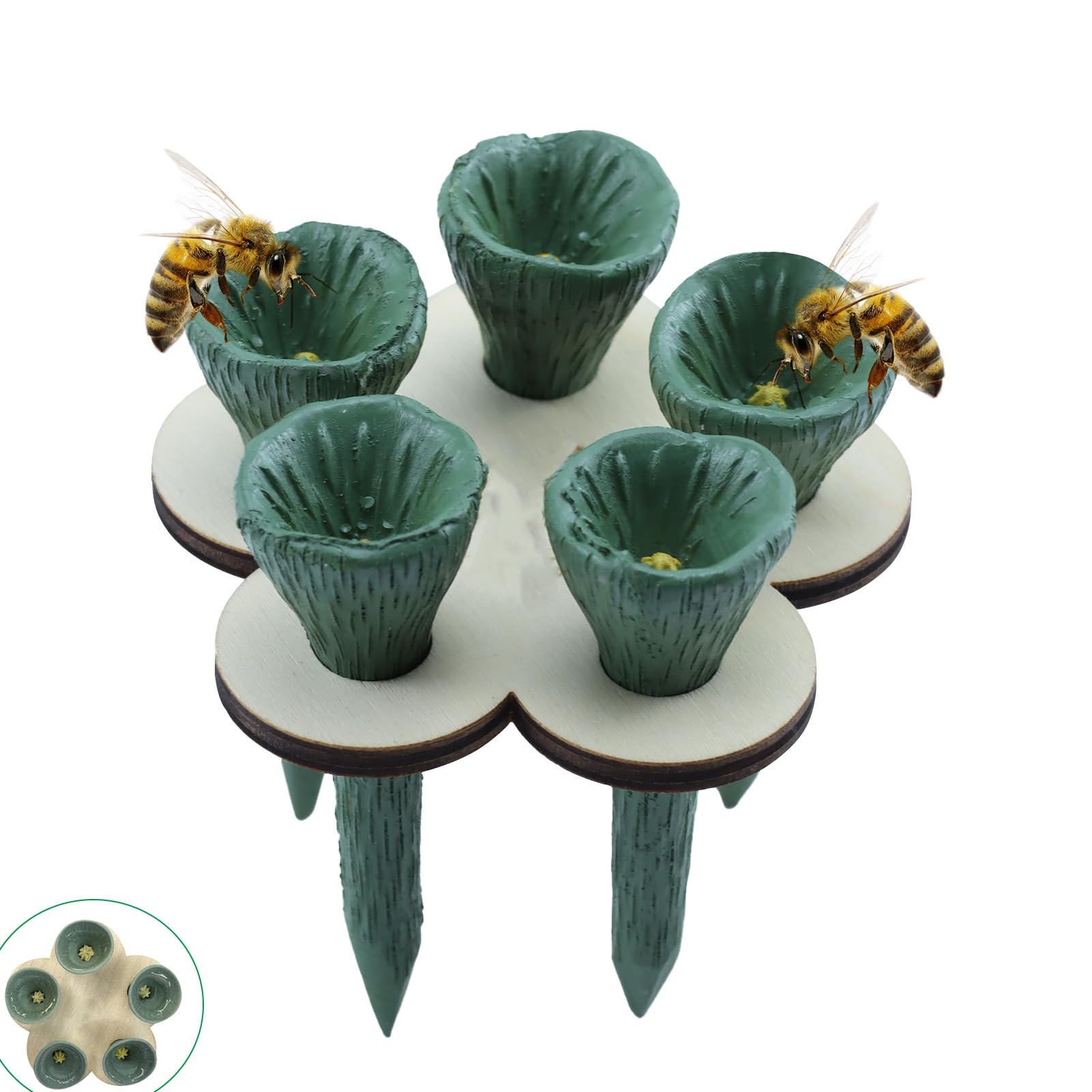 Bienen-Trinkbecher für den Garten,Bienen-Insekten-Trinkbecher,Bienen-Trinkbecher,Durstige Bestäuber brauchen einen Drink,Bunter Mini-Trinkbecher für Gartenveranden（grün）