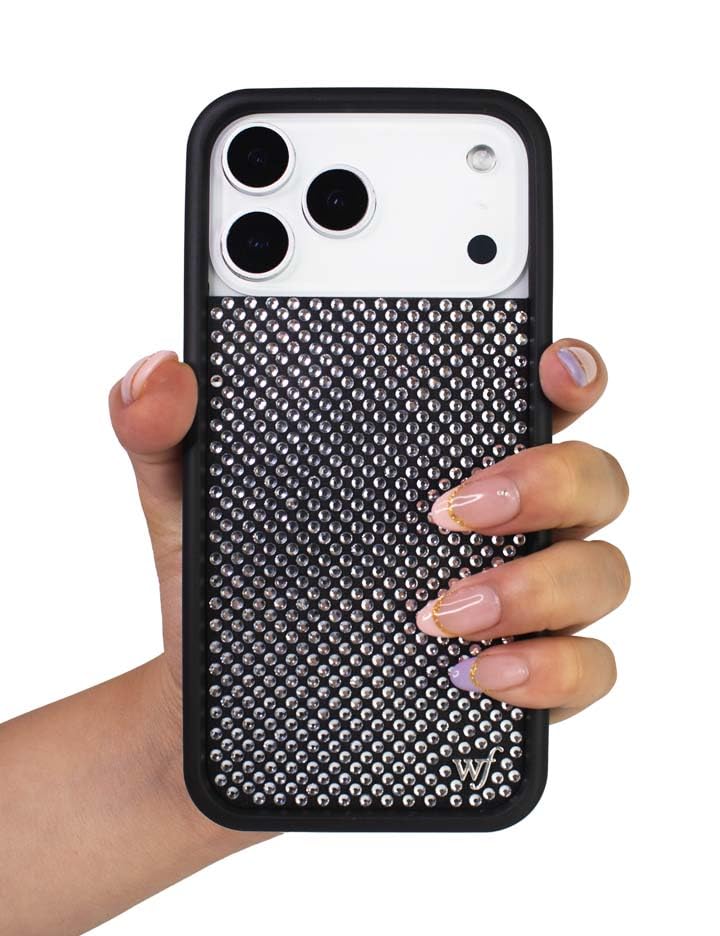 Image of Wildflower Cases - Compatible with iPhone 16 Pro Max | Protective Black Bumper, 6.5ft Drop Test Certified, Women Owned Small Business | Trendy Sparkle New Cute Diamond | Rhinestone Collection - White