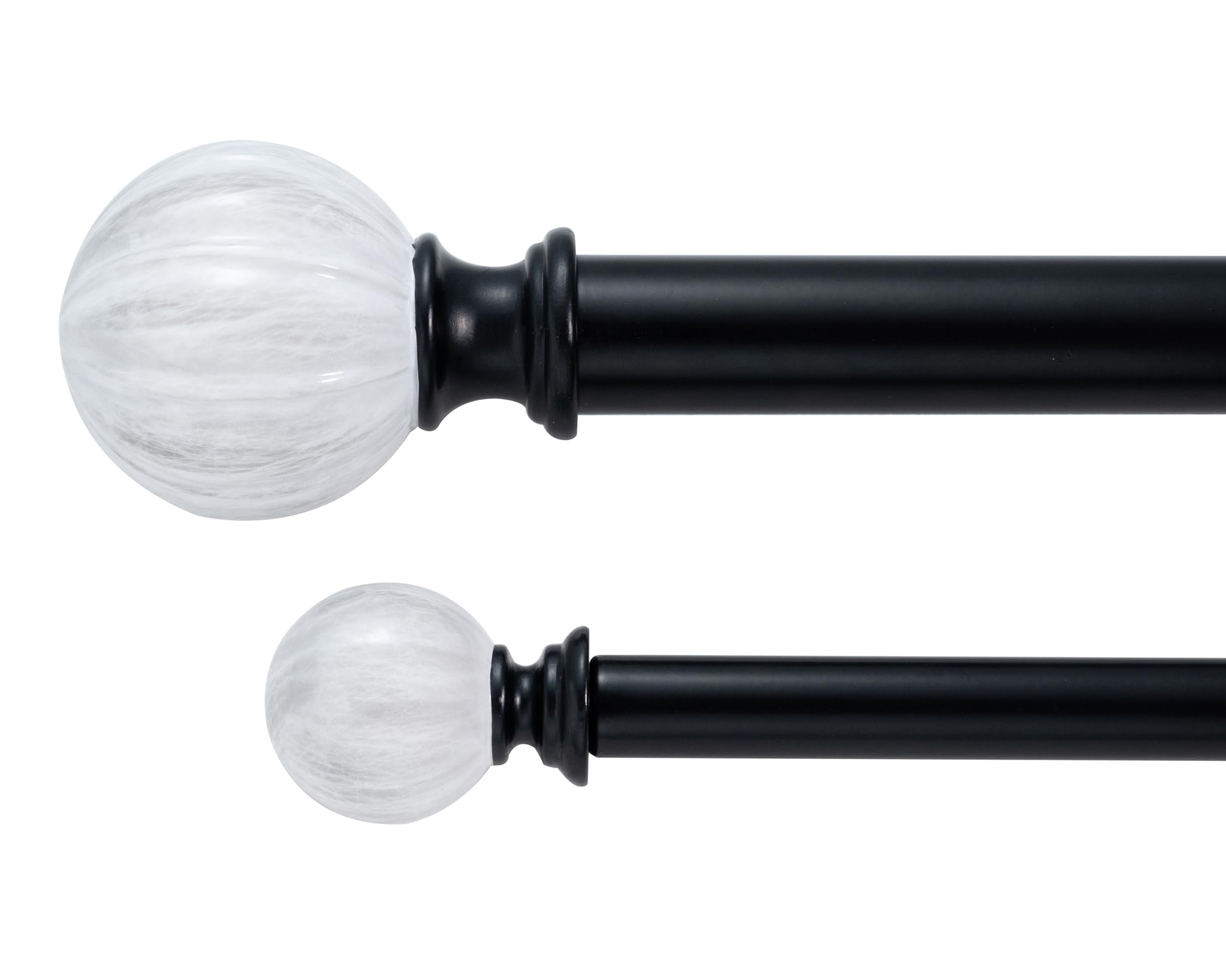 (2 pack) 1-Inch Double Curtain Rod,Marble Ball Final,84-inch to 120-inch Adjustable,Black…