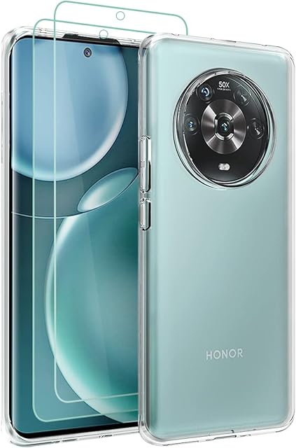 Osophter for Honor Magic 4 Lite 5G Case Clear with 2pcs Screen Protector Transparent Reinforced Corners TPU Shock-Absorption Flexible Cell Phone Cover for Honor Magic 4 Lite 5G(clear)