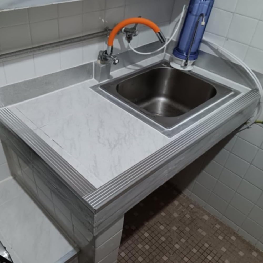 5 Piezas de Perfil de Aluminio para escaleras, Protector de Borde en Forma de L, moldura Antideslizante para escaleras de 2" de Ancho para escalones de baldosas/Madera (Gris, 120 cm x 47")