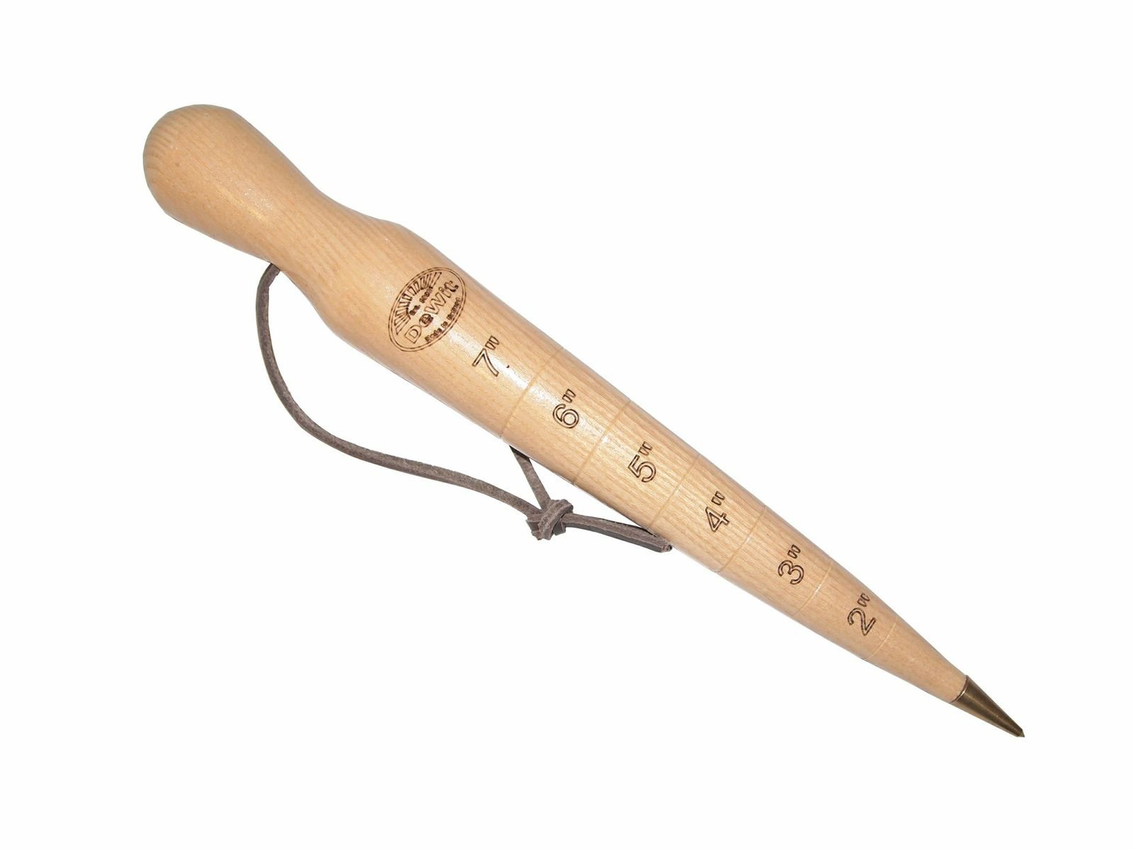 DeWit Wooden Dibber with Depth Measurements and Brass Tip, Simple Garden Tool Hand Dibber to Efficiently Plant Seeds, Bulbs, and Seedlings (12")