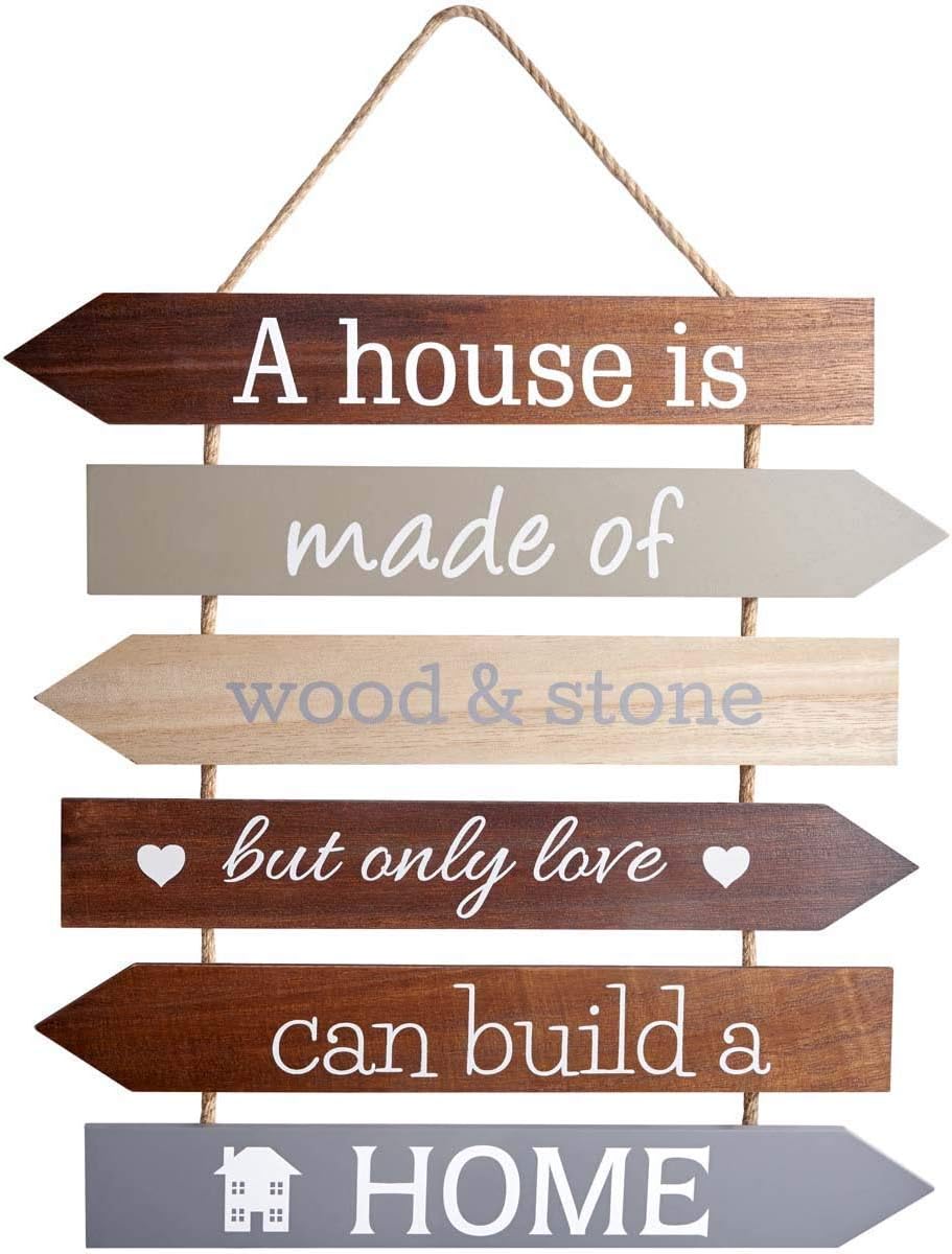 Transomnia A House Is Made Of Wood & Stone Only Love Can Build A Home Chic N Shabby Plaque, Multicolor