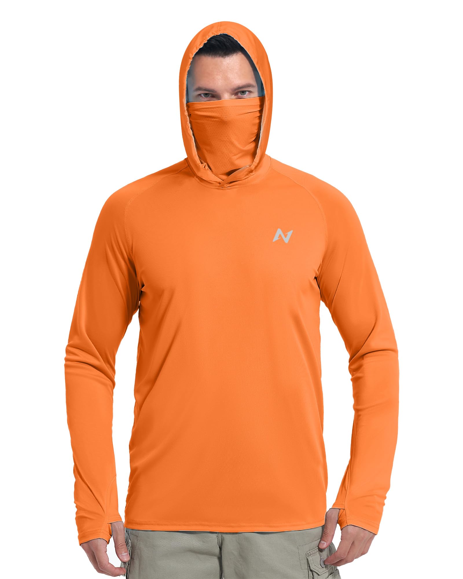 isnowood Mens UPF 50+ Sun Hoodie Long Sleeve Fishing Shirt with Face Mask