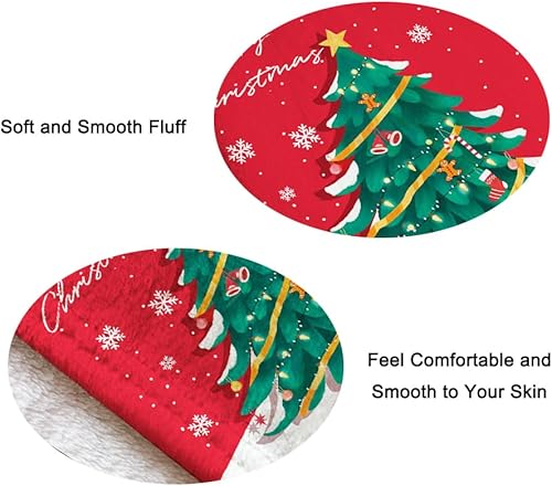 Miniatura 3 de Manta de Navidad para árbol de Navidad, manta navideña para sofá, cama, suave, ligera, mullida, de forro polar, decorativa, 50 x 60-04