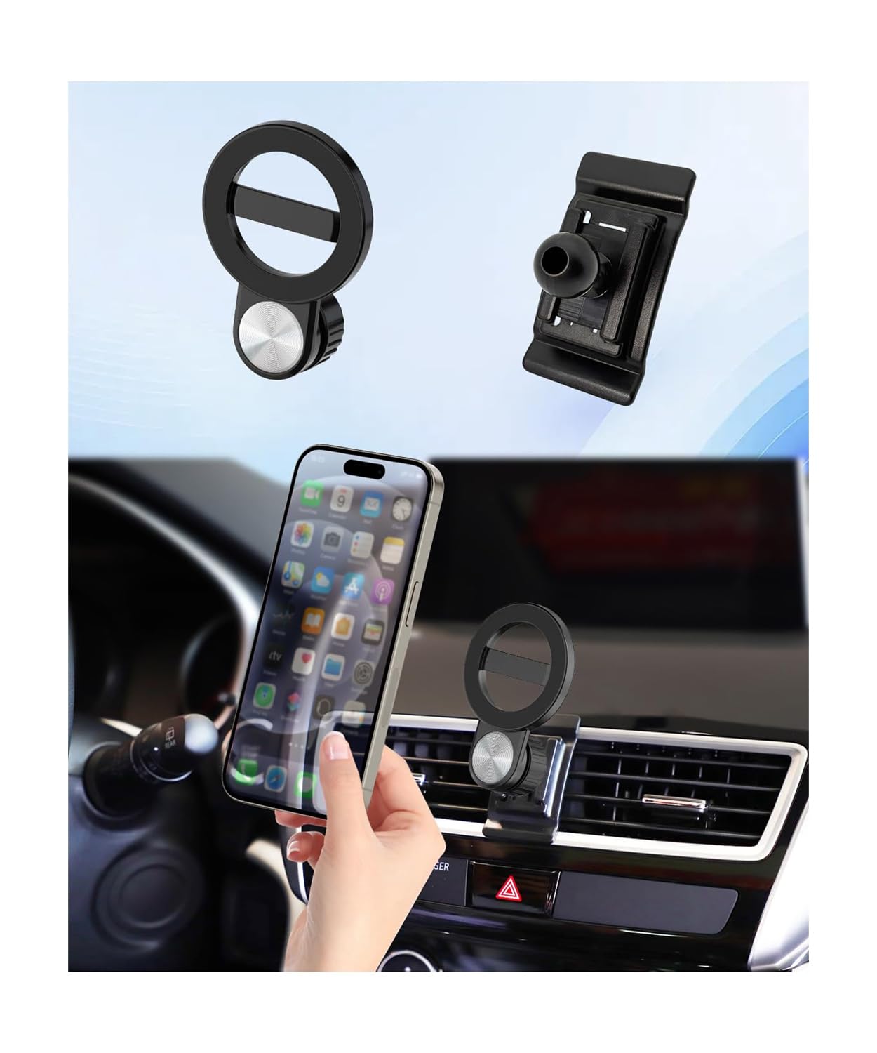 Supporto per telefono da auto per Mitsubishi Eclipse Cross 2018-2026, compatibile con MagSafe, rotazione a 360°, mani libere, non influisce sulla bocchetta dell'aria