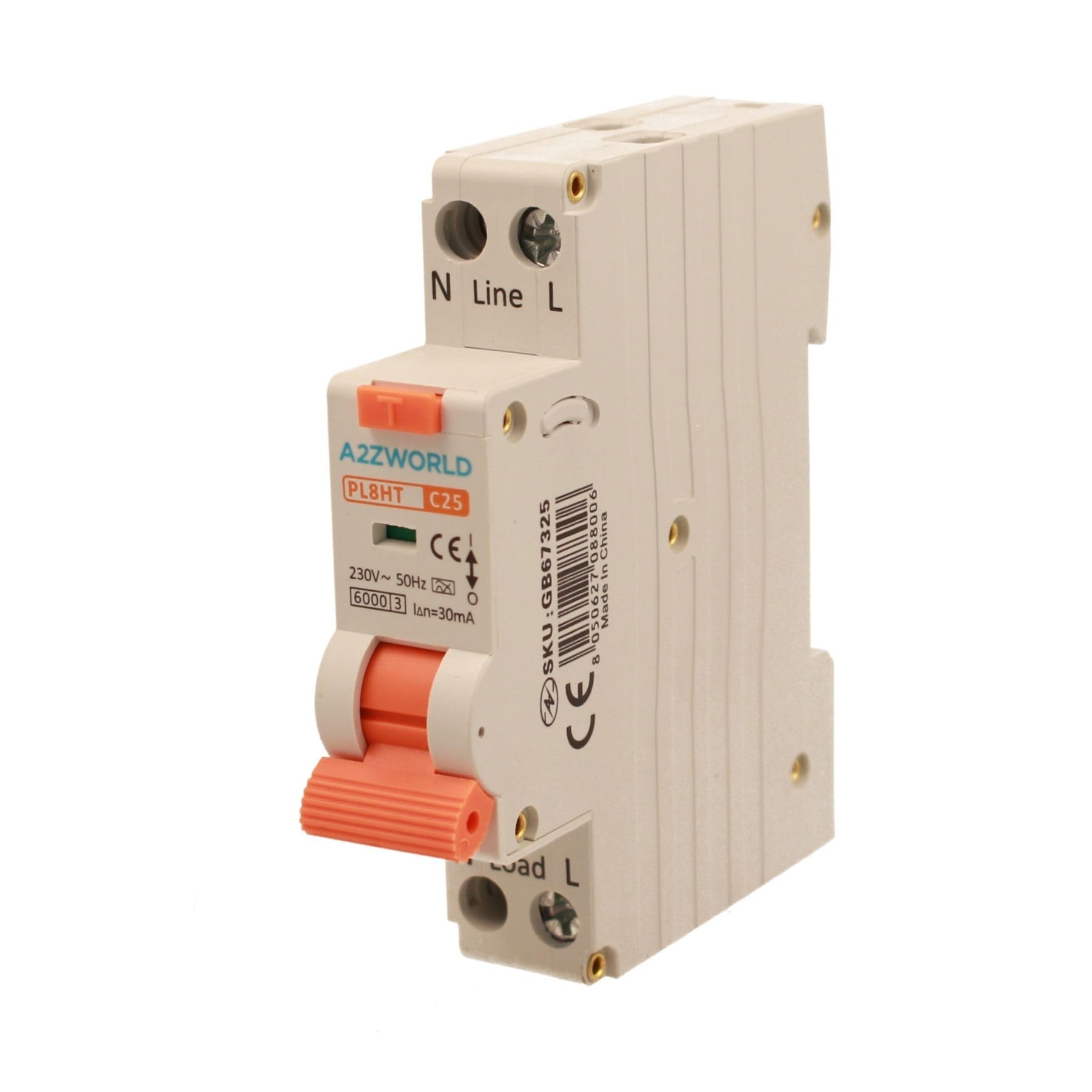 Magnetothermischer Differentialschalter 1 Modul Typ A, 25A C25, RCBO Slim 1P+N 6kA 30mA 220V, Kurve C, Serie PL8HT Professional