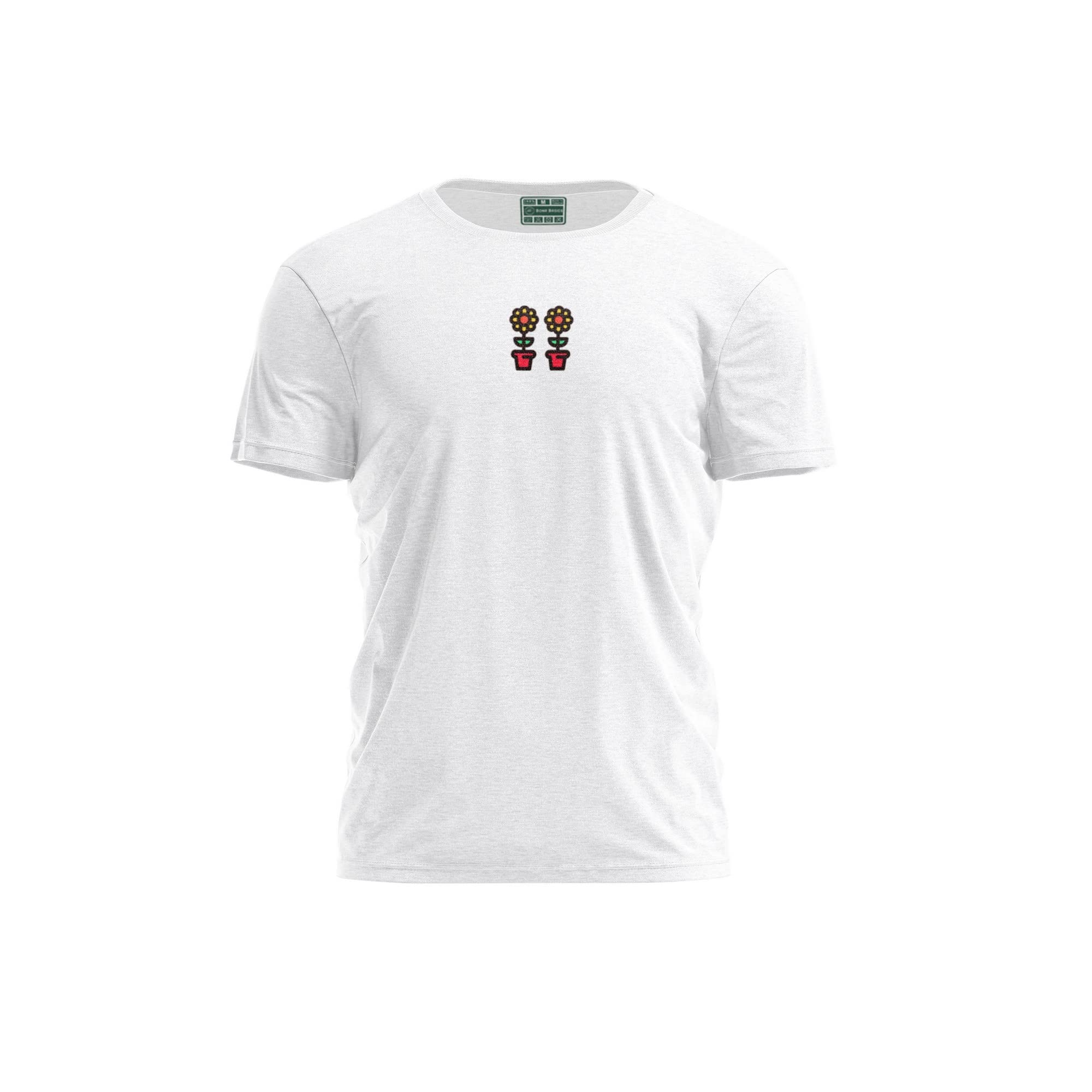 Bona Basics, Digitally Printed, Men's Basic T-Shirt,%100 Cotton, White, Casual, Men's Tops, Size: L
