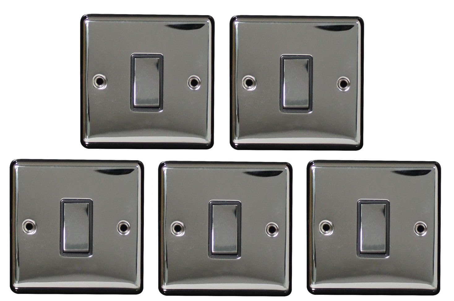 Black Nickel 1 Gang 1 Way Light Switch 10A | Screwed Faceplate Wall Switch | Modern Dark Metallic Finish | Single Circuit Lighting Control | Home & Commercial Electrical Fitting (5)