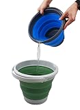 SAMMART Składane plastikowe wiadro o pojemności 5,5 l - składana okrągła wanna - przenośne wiadro na wodę wędkarską - oszczędność miejsca na wodę na zewnątrz (szary/niebieski, 1)