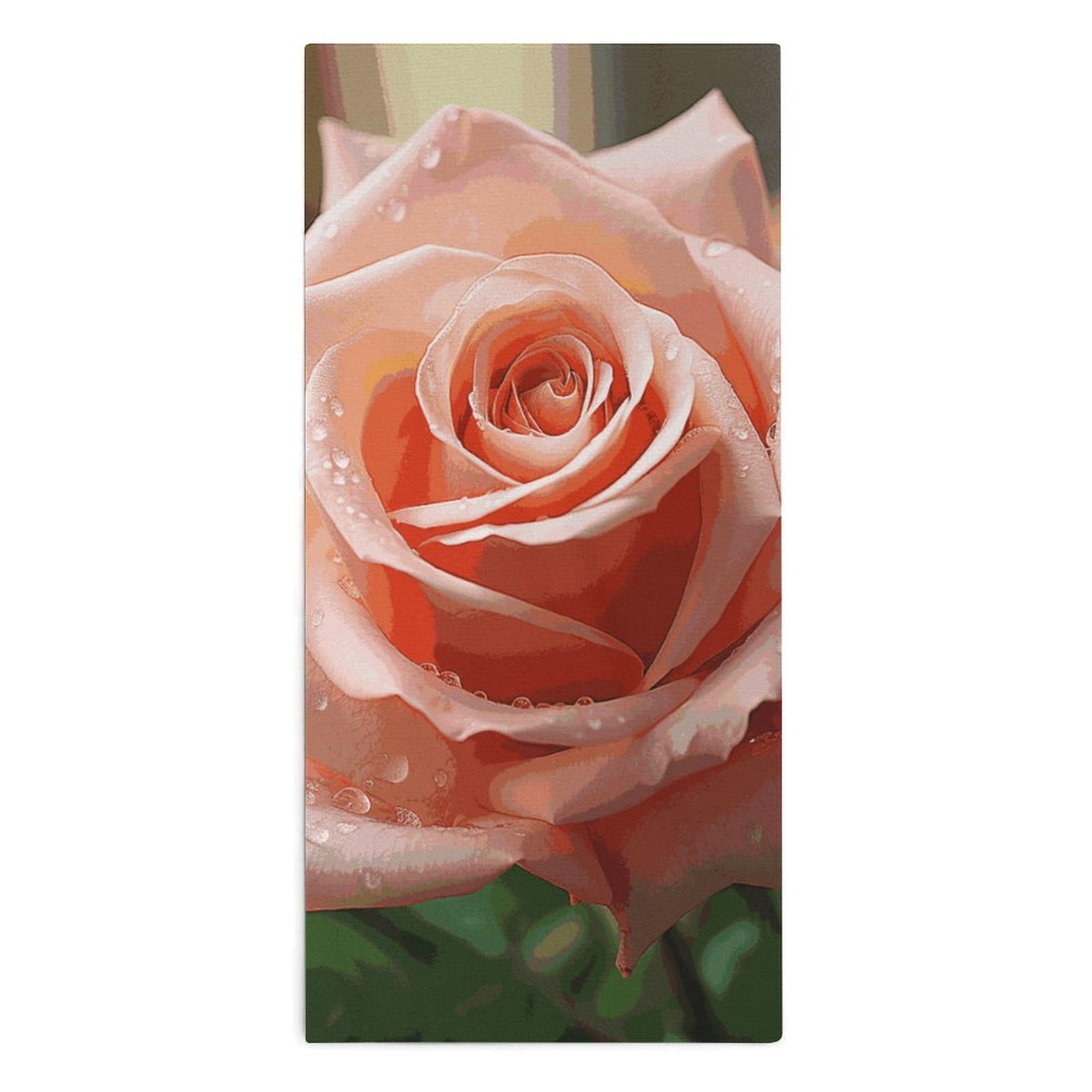 Serviette de bain motif fleurs roses 72x35cm en microfibre ultra absorbante