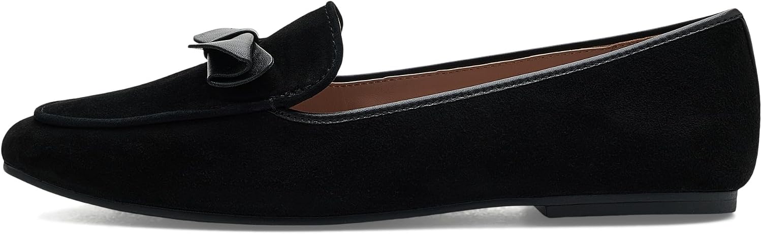 Cole Haan Women's Payson Soft Construction Bow Loafer, Black Suede/Black Leather, 6-B US