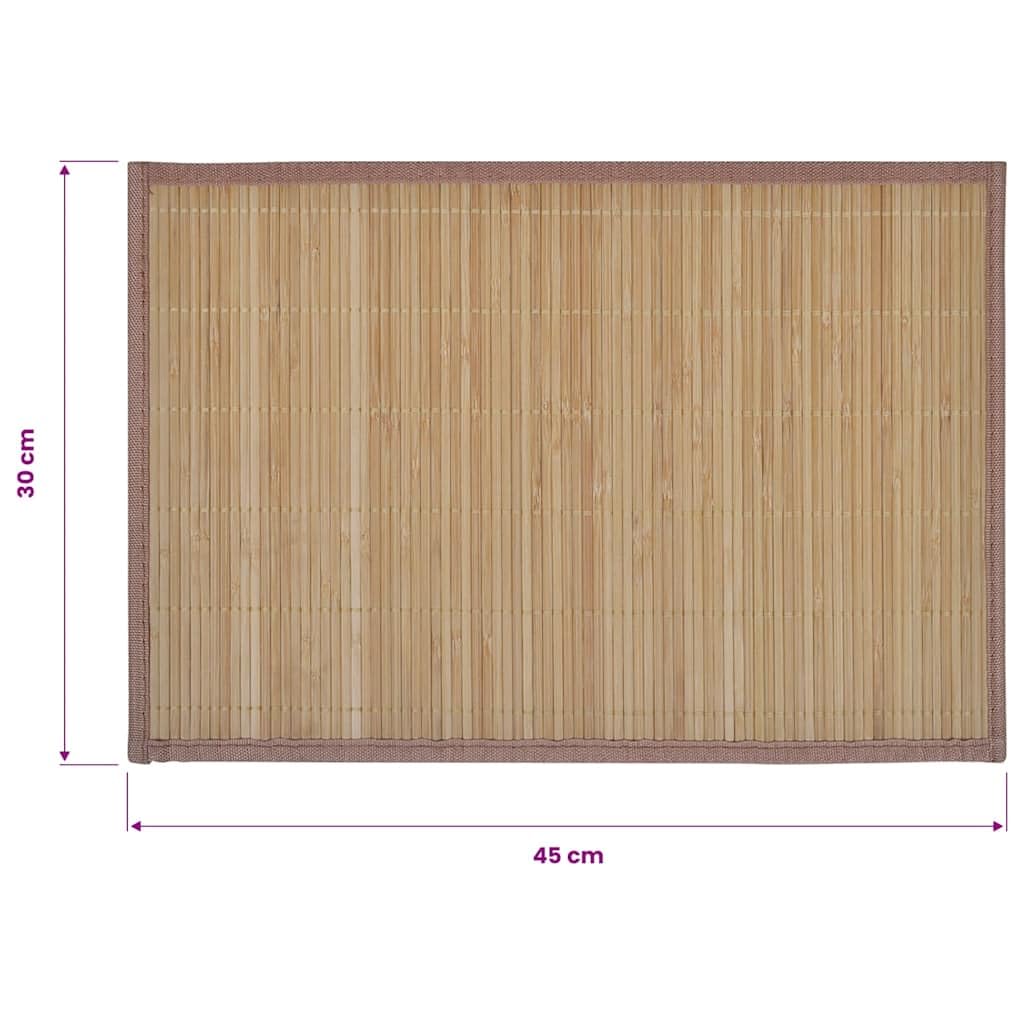 Juego de 6 manteles individuales de bambú, color marrón, 30 x 45 cm, antideslizantes, lavables, resistentes al calor, con protección antimanchas, para mesa de comedor, cocina, comedor, restaurante