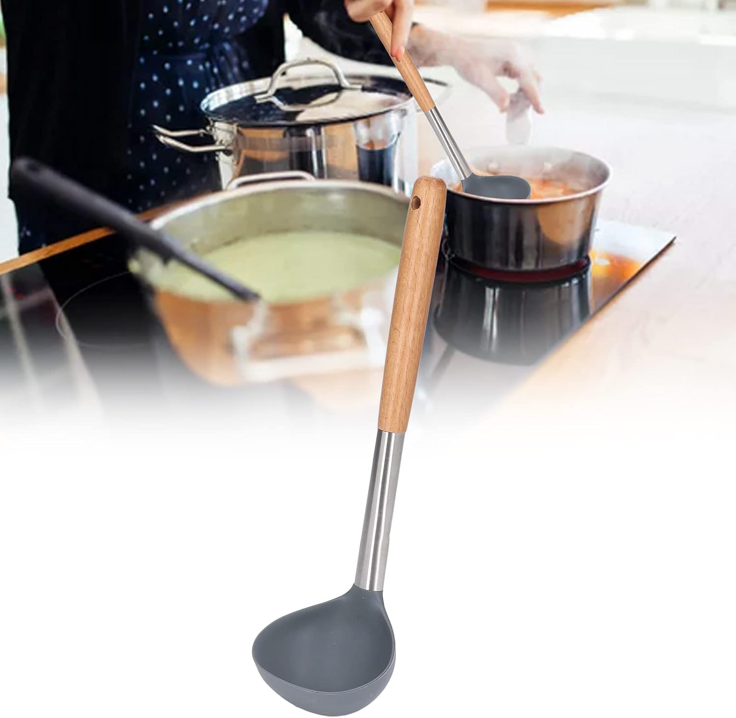 Milltrip Soup Ladle, Heat Resistance Soft Silicone Soup Spoon