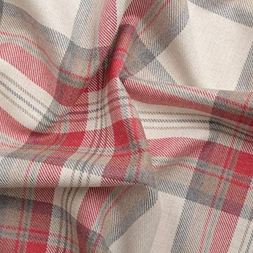 Fryetts Rosso 100% Cotton Tartan Check Pastel Plaid Faux Wool Sofa Curtain Upholstery Fabric