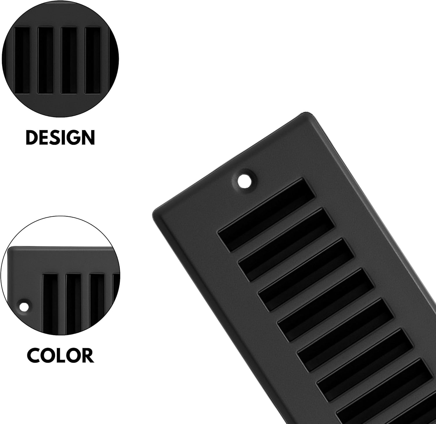 Toe Kick Vent Cover 2" x 12" Duct Opening, Black Cabinet Toe Kick Register Grille, Steel Air Vent Grate for Kitchen Cabinets HVAC Ventilation, 4 Pack