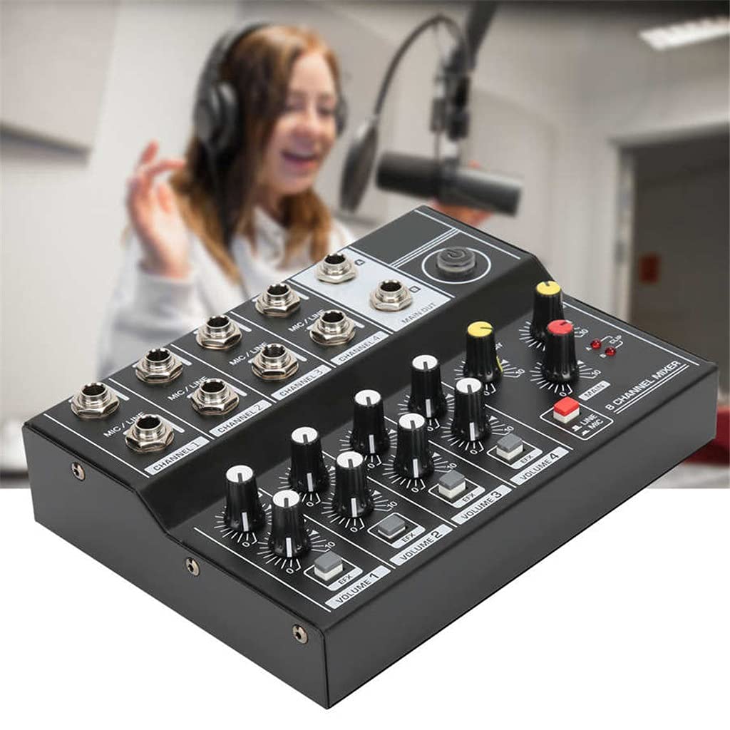 Mikser Audio Przenośny 8-kanałowy mikser dźwięku stereofonicznego Wzmacniacz mikrofonowy Konsola Dj