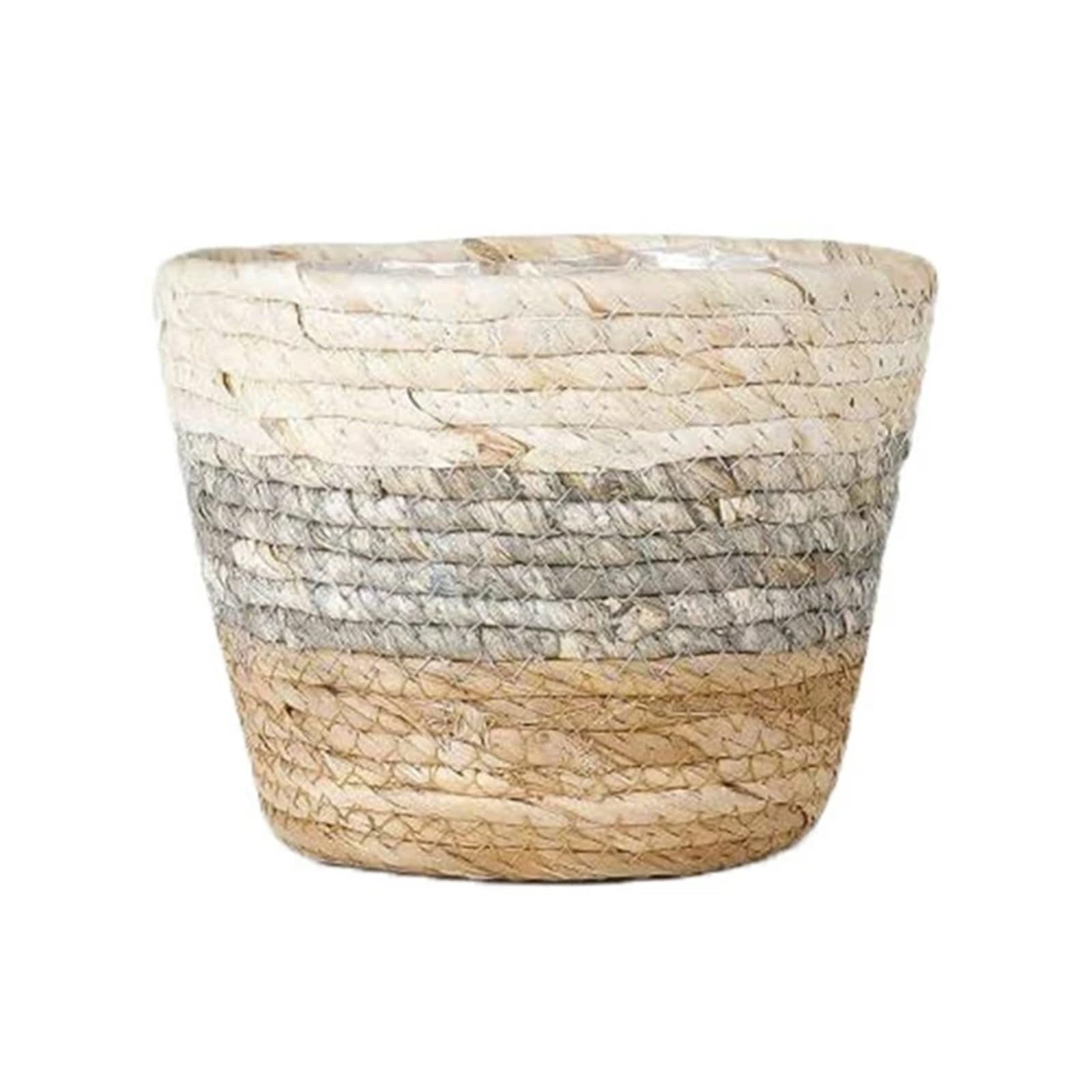 DUNSBY Woven Planter 3pcs Seagrass Plant Basket Woven Plants Pots Indoor Planter With Plastic Liners Decorative Flower Pot For Outdoor(M)