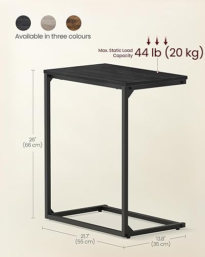 Miniatura 3 de VASAGLE - Mesa auxiliar en forma de C para sofá, cama y sala, bandeja de TV, estilo industrial, 13.8 x 21.7 x 26 pulgadas, nogal oscuro y negro