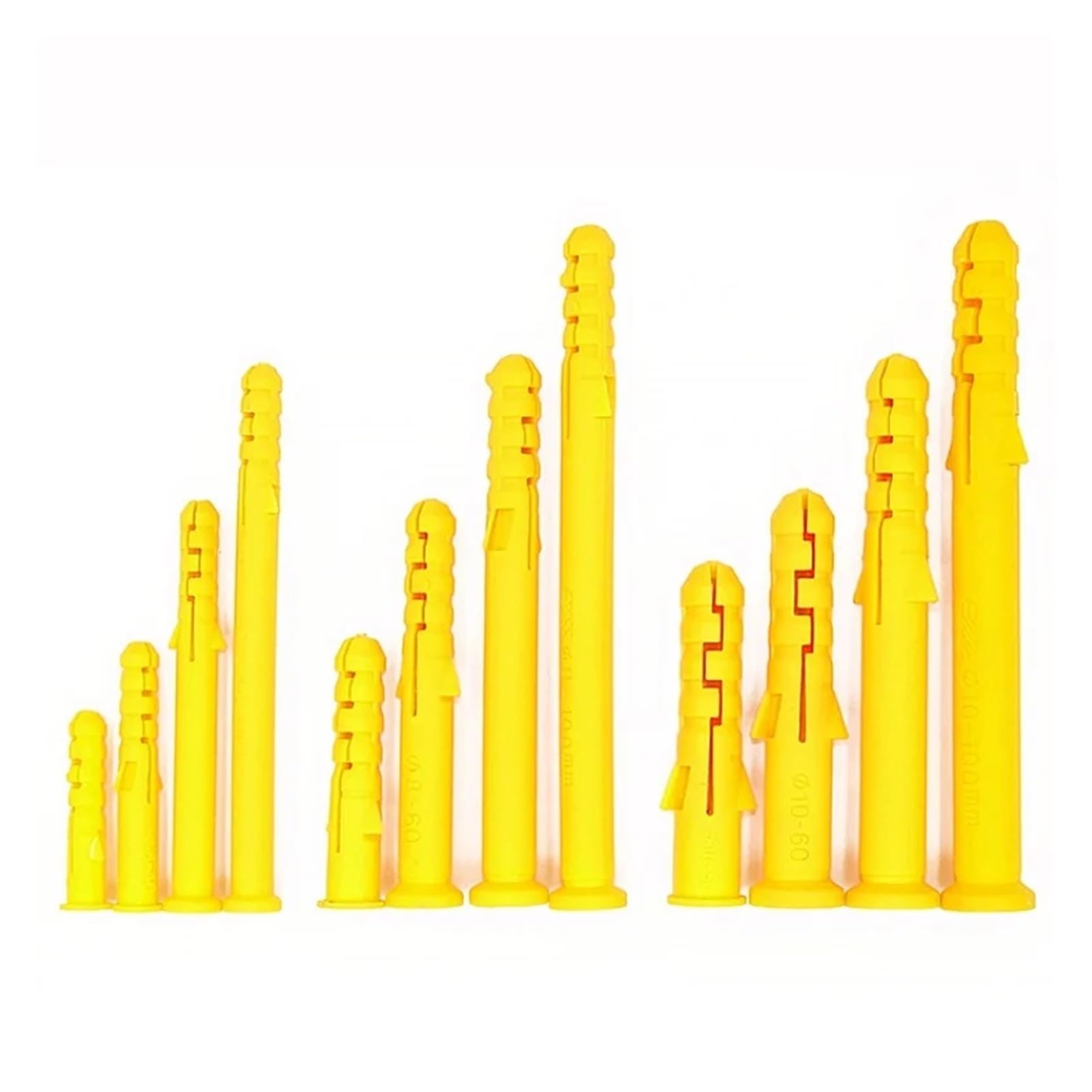 Tornillos de expansión de plástico Tacos de pared anclaje plástico con tornillos expansión M6 M8 M10 30-100 mm Paquete 100 piezas(80mm,M6-50pcs)