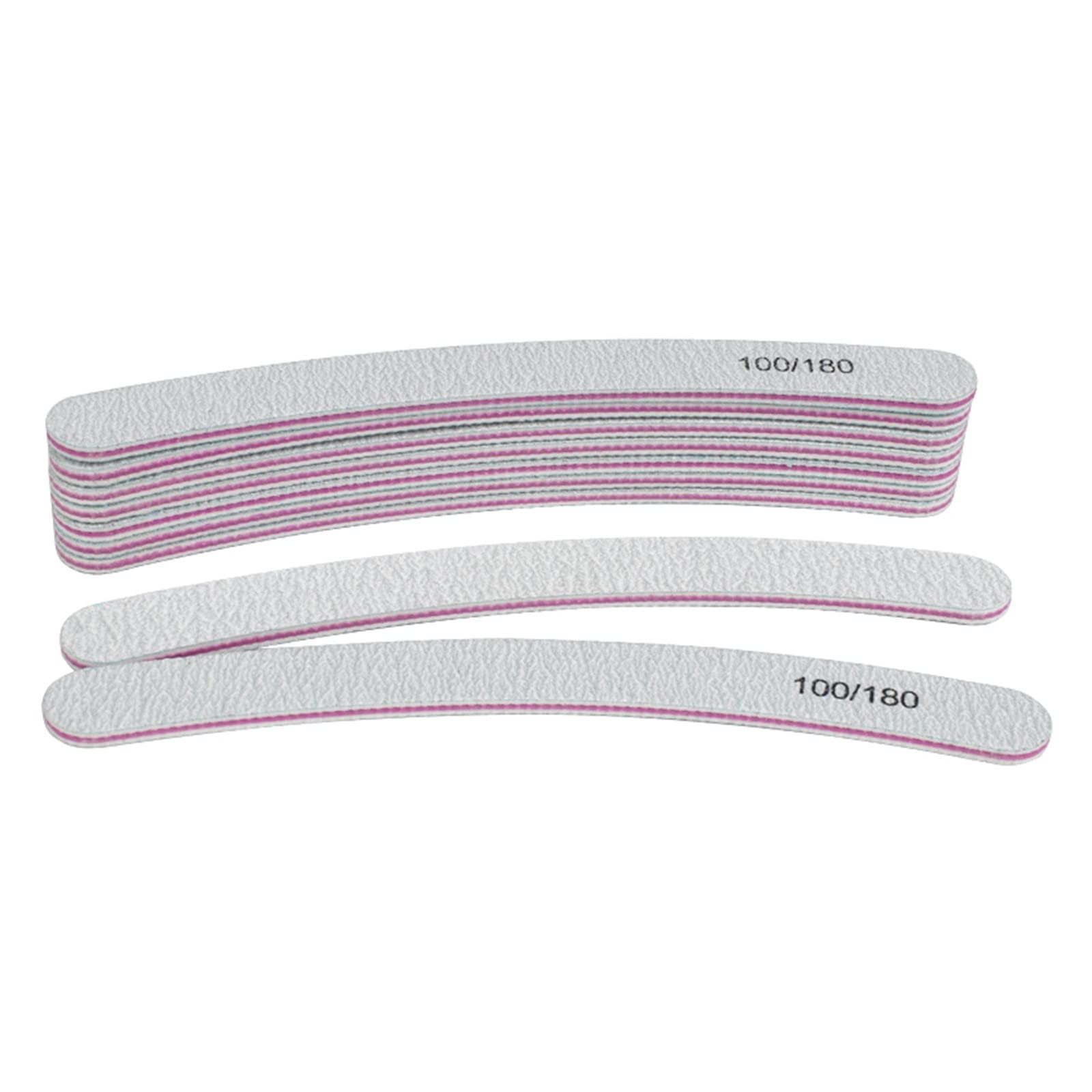 TRUSTTWO 100 pz/Lotto Carta Vetrata Lima for Unghie Acylic Lucidatrice Manicure File 100/180 Professionale Curvo Buffer Grigio Banana Lime for Unghie The New
