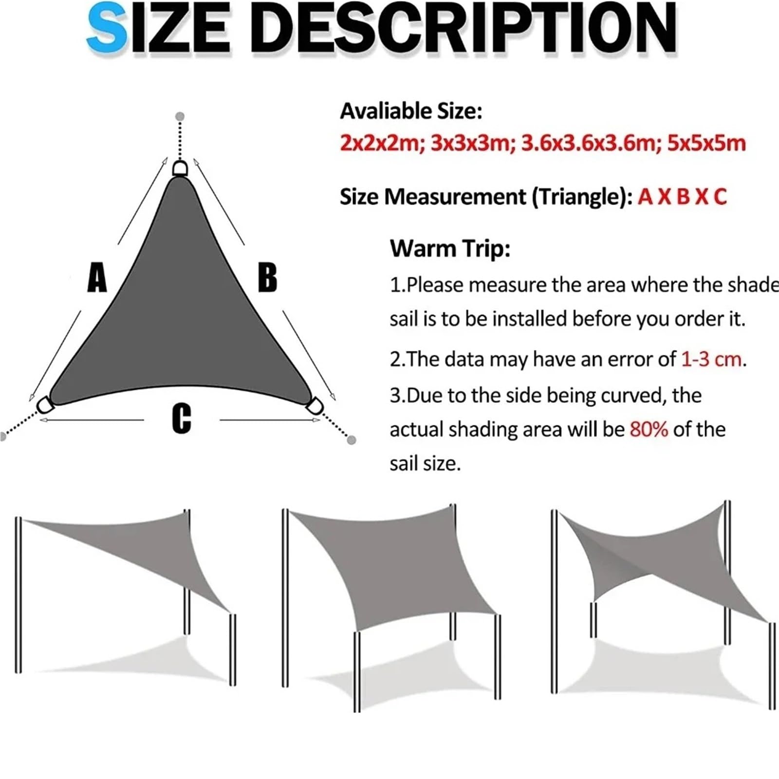 Vela Ombreggiante Tenda parasole triangolare impermeabile, protezione, tettoia for esterni, vela ombreggiante for giardino, patio, piscina, telo, 5x5x 5,2x2x2m(Beige,2x2x2M)