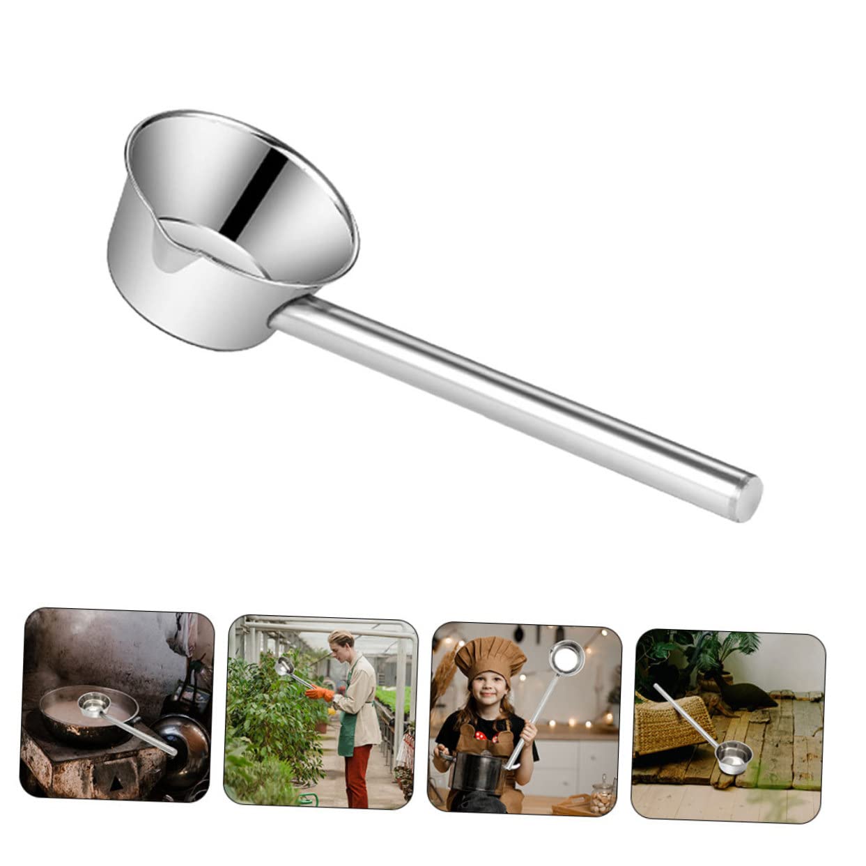 DECHOUS Stainless Steel Long Handle Ladle Soup Ladle Kitchen Gadget Garden Watering Tool