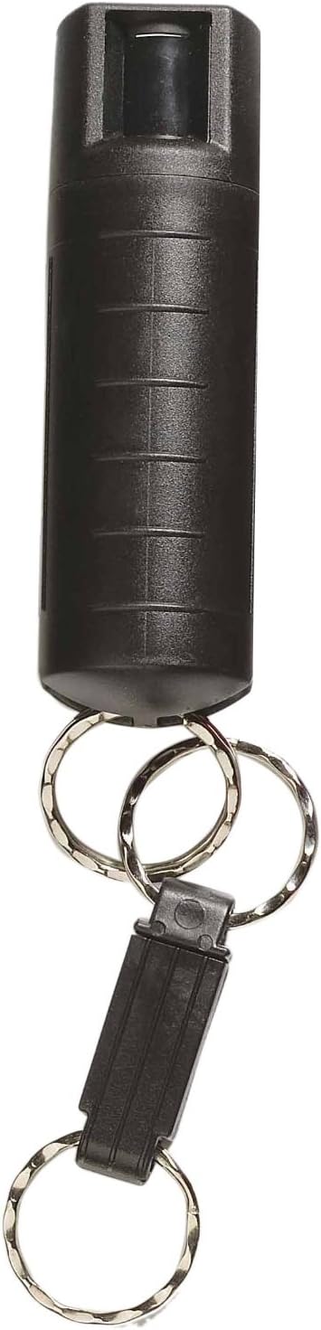 SABRE RED Pepper Spray – Police Strength - Compact, Black Case & Quick Release Key Ring (Max Protection - 25 shots, up to 5x’s more)